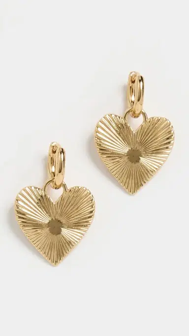 HART Small Ribbed Heart of Gold Huggies | Thumbnail 2