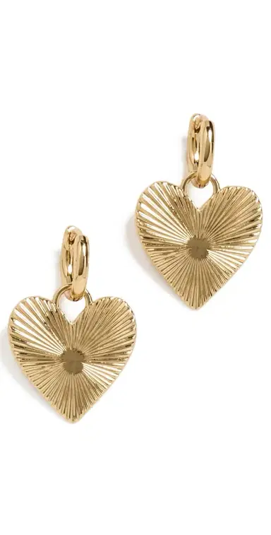 HART Small Ribbed Heart of Gold Huggies | Thumbnail 1