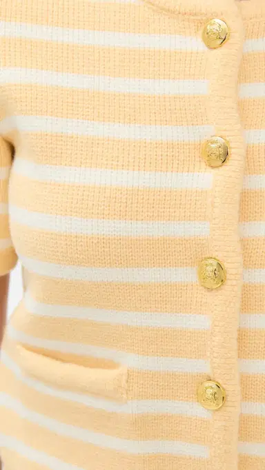 English Factory Knit triped Sweater Cardigan Butter/White | Thumbnail 6