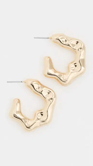 Ettika Bubble Wave Hoop Earrings Gold One Size | Thumbnail 2