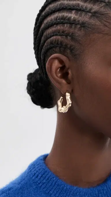 Ettika Bubble Wave Hoop Earrings Gold One Size | Thumbnail 3