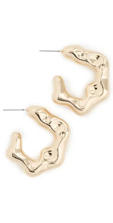 Ettika Bubble Wave Hoop Earrings Gold One Size | Thumbnail 1