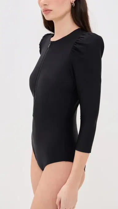 STYLEST Dreamculpt Puff Sleeve Zip One Piece Caviar | Thumbnail 4