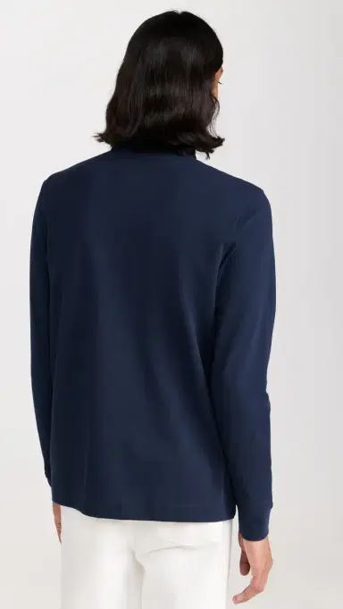 Lacoste Long Sleeve Stretch Cotton Paris Polo Navy Blue | Thumbnail 3