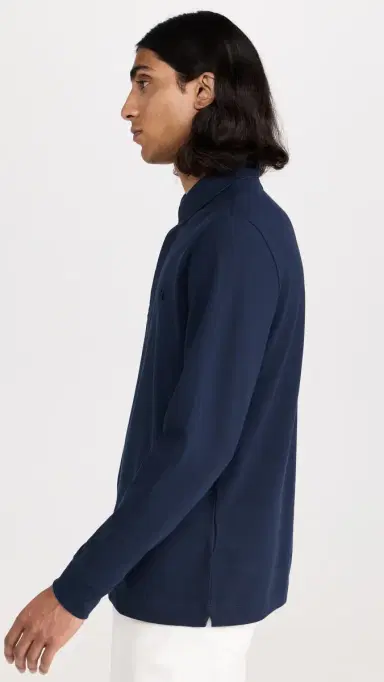 Lacoste Long Sleeve Stretch Cotton Paris Polo Navy Blue | Thumbnail 4