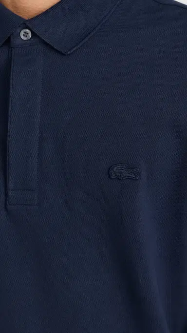 Lacoste Long Sleeve Stretch Cotton Paris Polo Navy Blue | Thumbnail 6