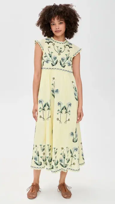 Sea Audra Embroidered Midi Dress Butter | Thumbnail 2 Sea Audra Embroidered Midi Dress Butter | Thumbnail 2