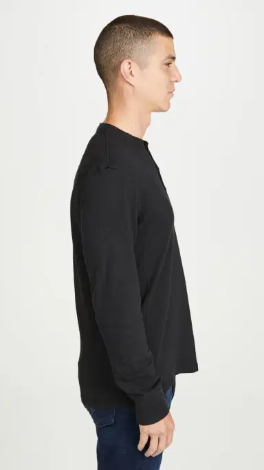 rag & bone Long Sleeve Classic Henley Jet Black | Thumbnail 4 rag & bone Long Sleeve Classic Henley Jet Black | Thumbnail 4