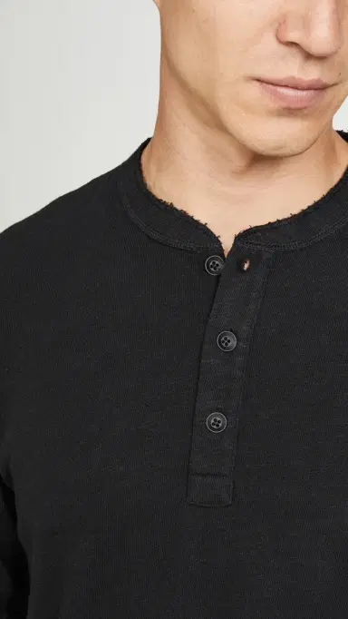 rag & bone Long Sleeve Classic Henley Jet Black | Thumbnail 6 rag & bone Long Sleeve Classic Henley Jet Black | Thumbnail 6