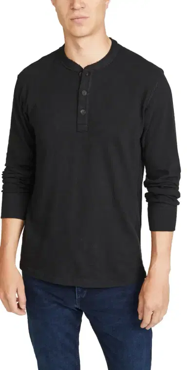 rag & bone Long Sleeve Classic Henley Jet Black | Thumbnail 1 rag & bone Long Sleeve Classic Henley Jet Black | Thumbnail 1