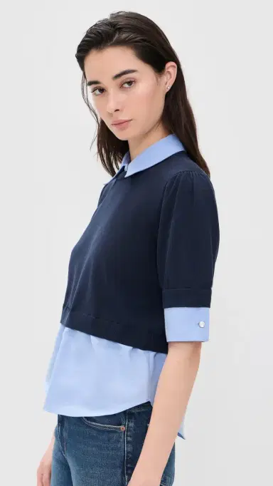 Cinq à Sept Capucine Top Navy/Rain Cloud | Thumbnail 4