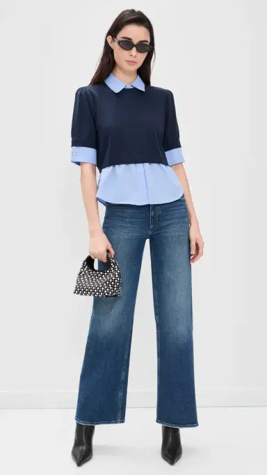 Cinq à Sept Capucine Top Navy/Rain Cloud | Thumbnail 5