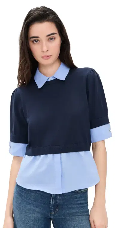 Cinq à Sept Capucine Top Navy/Rain Cloud | Thumbnail 1