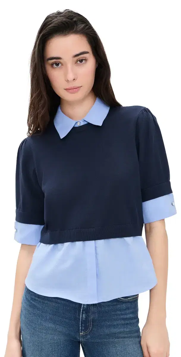 Capucine Top Navy/Rain Cloud