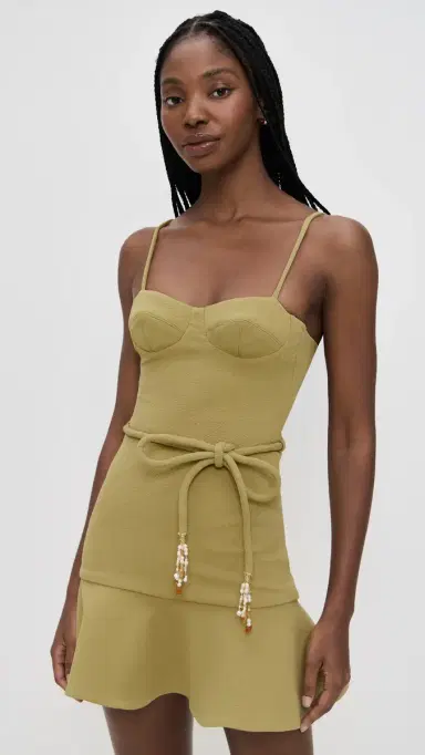 PatBO Jade Knit Mini Dress Green | Thumbnail 2