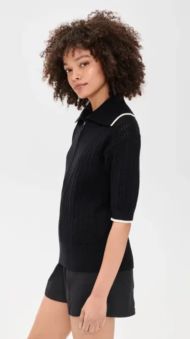 Varley Arney Half Zip Knit Polo Black M | Thumbnail 4