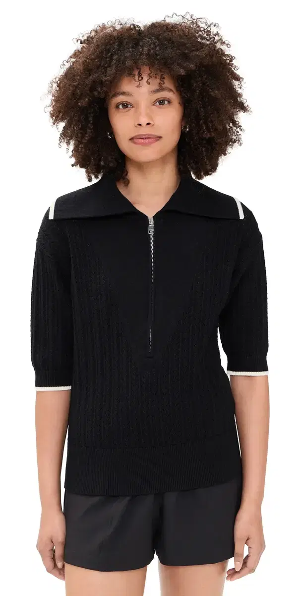 Arney Half Zip Knit Polo Black