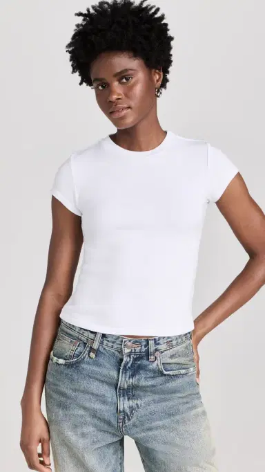 perfectwhitetee Jude Ribbed Baby Tee White | Thumbnail 2 perfectwhitetee Jude Ribbed Baby Tee White | Thumbnail 2