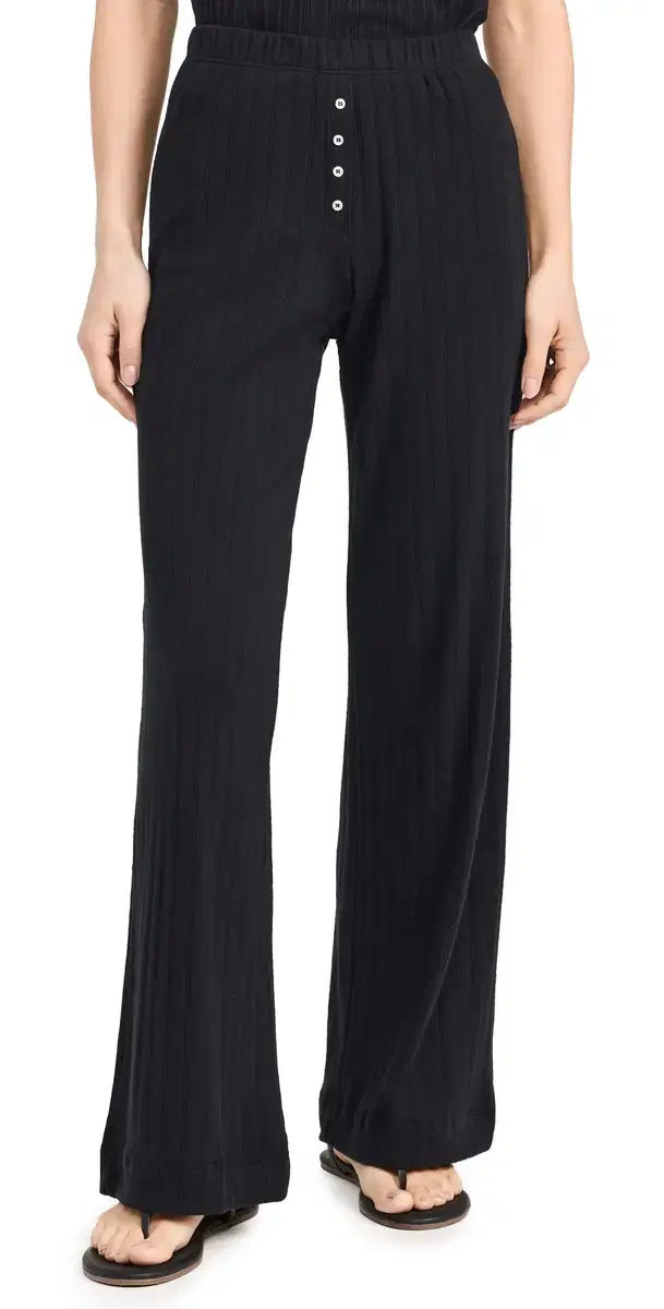 Leset Pointelle Boxer Pants Black