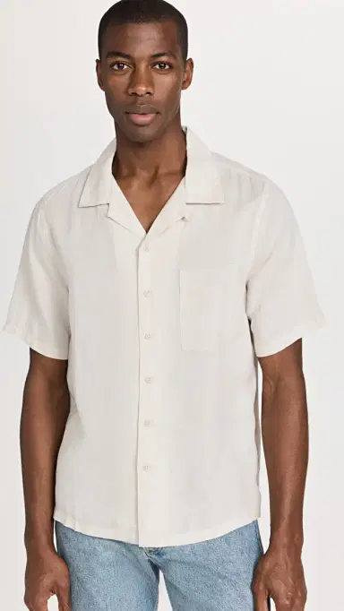 Onia Air Linen Convertible Camp Shirt Stone S | Thumbnail 2