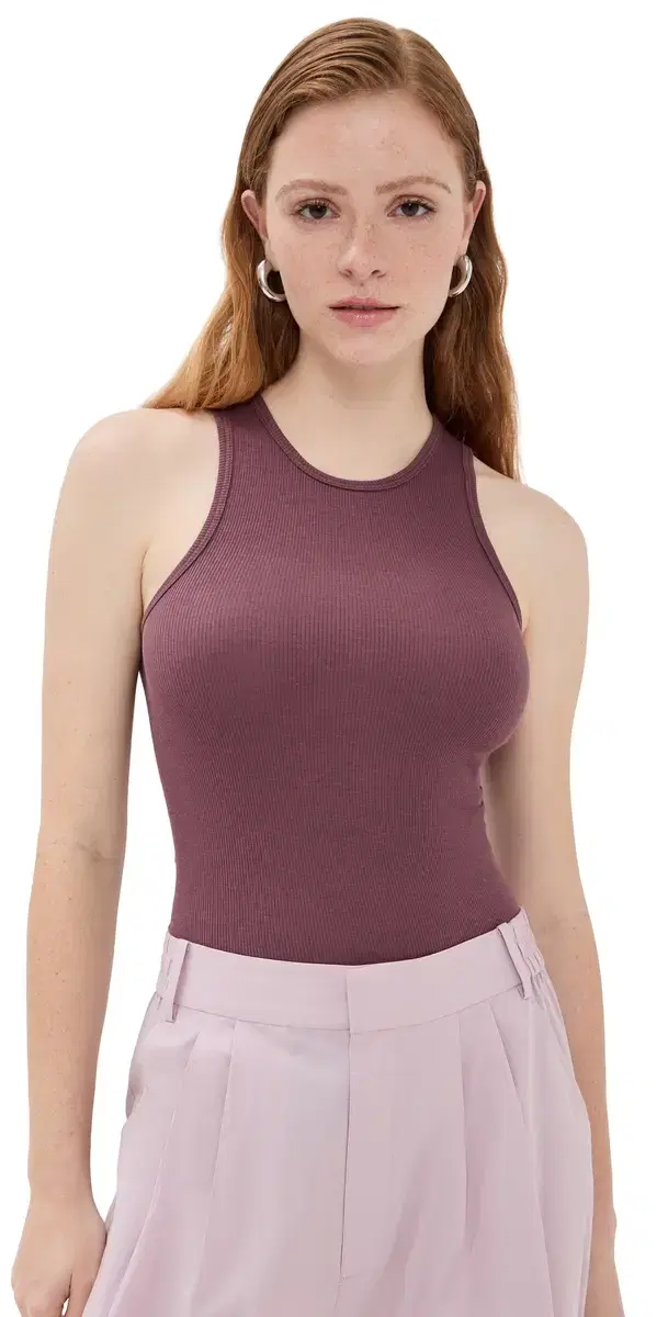 Circular Fine Rib T Tank Cinnamon