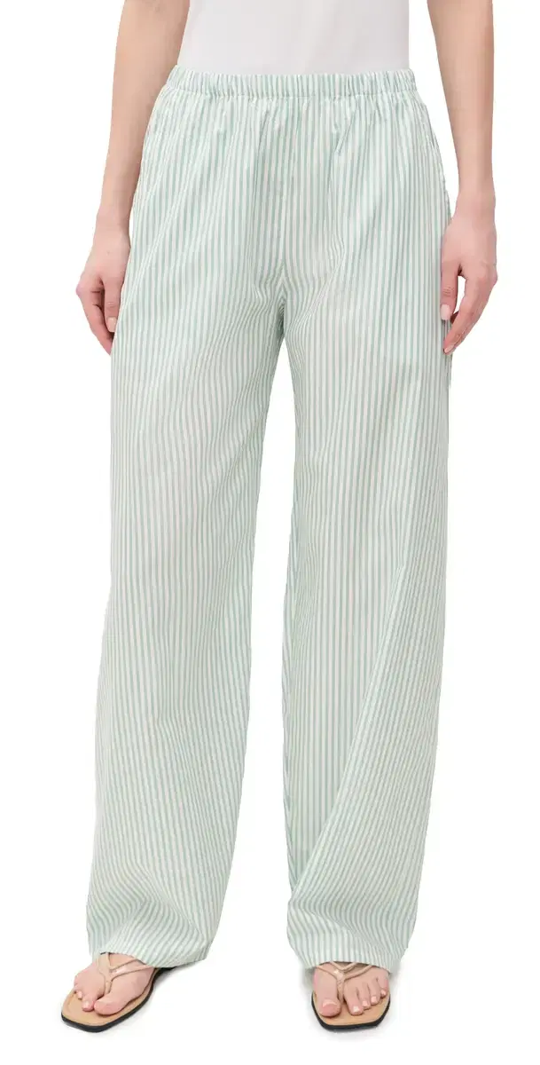 Leset Yoshi tripe Wide Leg Pants Vert tripe