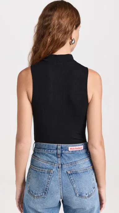 Ambitionist Mock Neck Tank Thong Bodysuit Black | Thumbnail 3