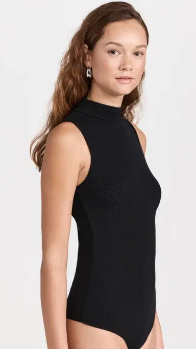 Ambitionist Mock Neck Tank Thong Bodysuit Black | Thumbnail 4