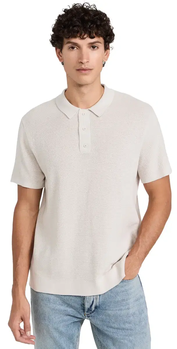 Onia Cotton Textured Knit Polo tone