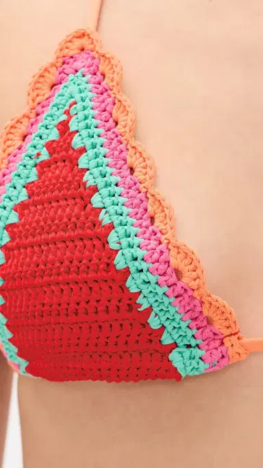 BEACH RIOT Winona Triangle Bikini Top Aqua Haze Crochet S | Thumbnail 6