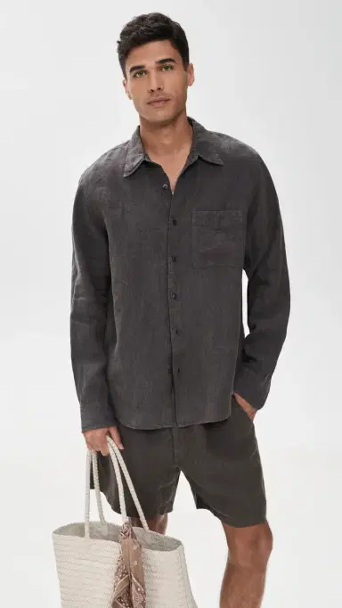 Madewell ong Sleeve Linen Top Chocolate | Thumbnail 2 Madewell ong Sleeve Linen Top Chocolate | Thumbnail 2