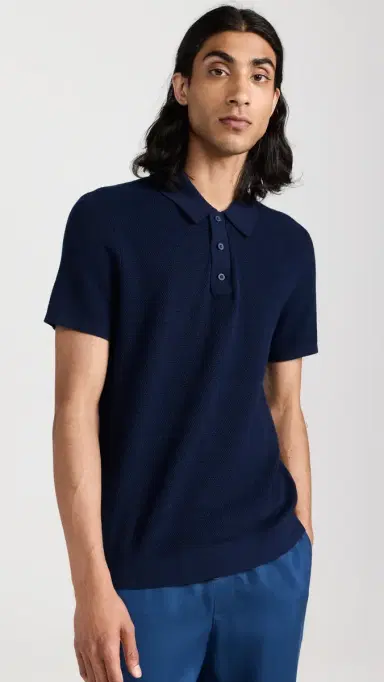 Onia Cotton Textured Knit Polo Deep | Thumbnail 2