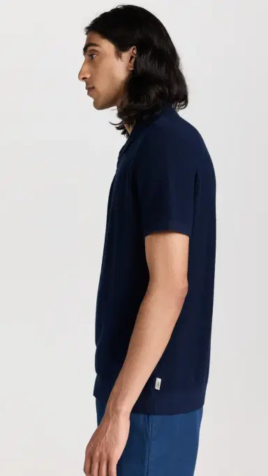 Onia Cotton Textured Knit Polo Deep | Thumbnail 4