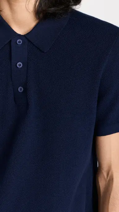 Onia Cotton Textured Knit Polo Deep | Thumbnail 6
