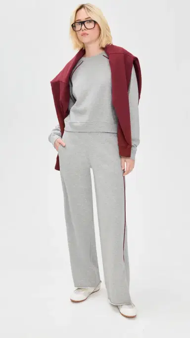 State & Lake Pippa Track Pants Heather Grey/Burgundy S | Thumbnail 5