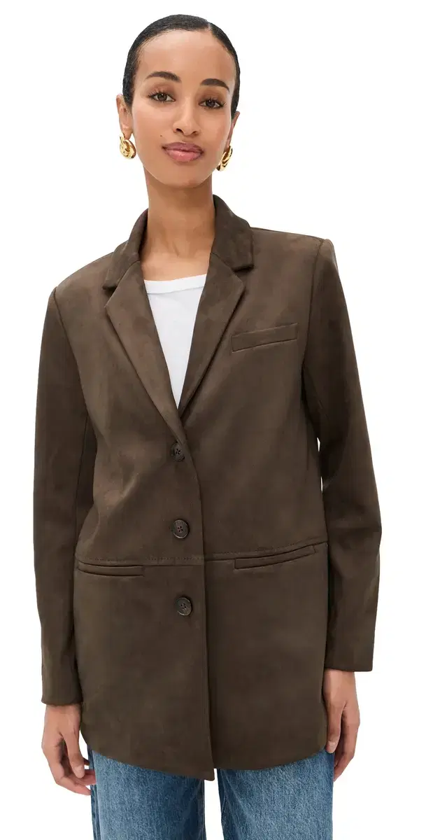 LE BOP Blair Faux uede Oversized Blazer Coffee