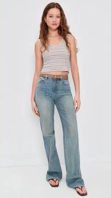 ENZA COSTA Cotton Stripe Classic U Tank Wheat/White L | Thumbnail 5 ENZA COSTA Cotton Stripe Classic U Tank Wheat/White L | Thumbnail 5