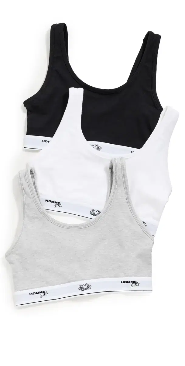 HOMMEGIRLS Homme Girls x Fruit of the Loom Classic ports Bra 3 Pack Black/Heather Grey/White
