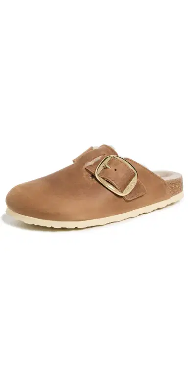 Birkenstock Boston Big Buckle Shearling Clogs Cognac 36 | Thumbnail 1 Birkenstock Boston Big Buckle Shearling Clogs Cognac 36 | Thumbnail 1