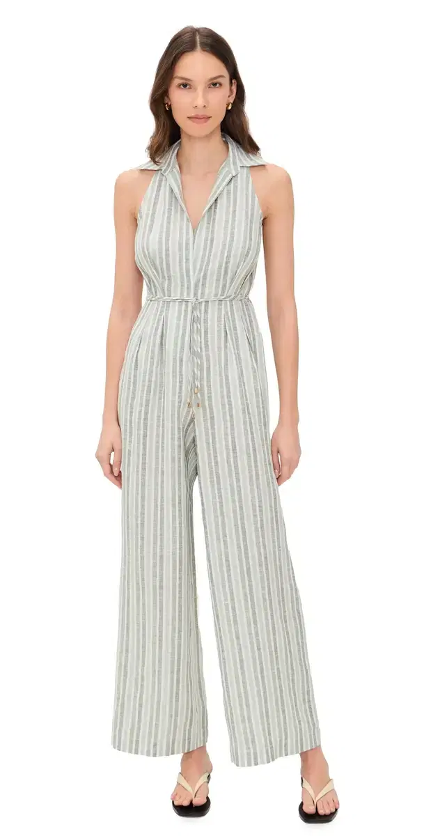 Vivi Jumpsuit Sage Stripe