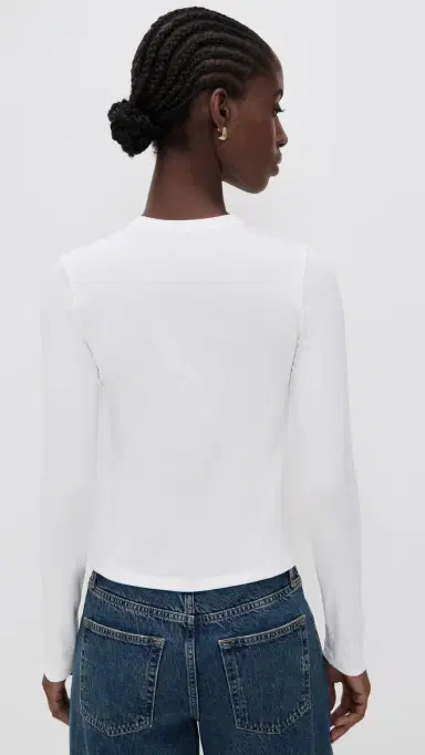 DL1961 ong Sleeve Shrunken Tee White (Knit) | Thumbnail 3 DL1961 ong Sleeve Shrunken Tee White (Knit) | Thumbnail 3