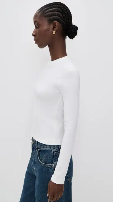 DL1961 ong Sleeve Shrunken Tee White (Knit) | Thumbnail 4 DL1961 ong Sleeve Shrunken Tee White (Knit) | Thumbnail 4