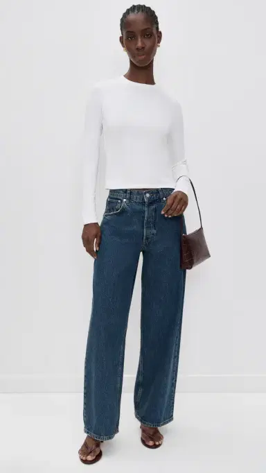 DL1961 ong Sleeve Shrunken Tee White (Knit) | Thumbnail 5 DL1961 ong Sleeve Shrunken Tee White (Knit) | Thumbnail 5