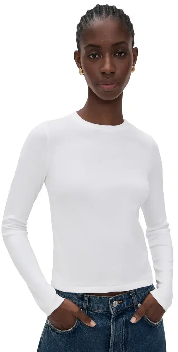 DL1961 Long leeve hrunken Tee White (Knit)