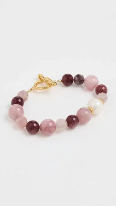 Brinker + Eliza Sugarplum Bracelet Strawberry Quartz Multi One Size | Thumbnail 2