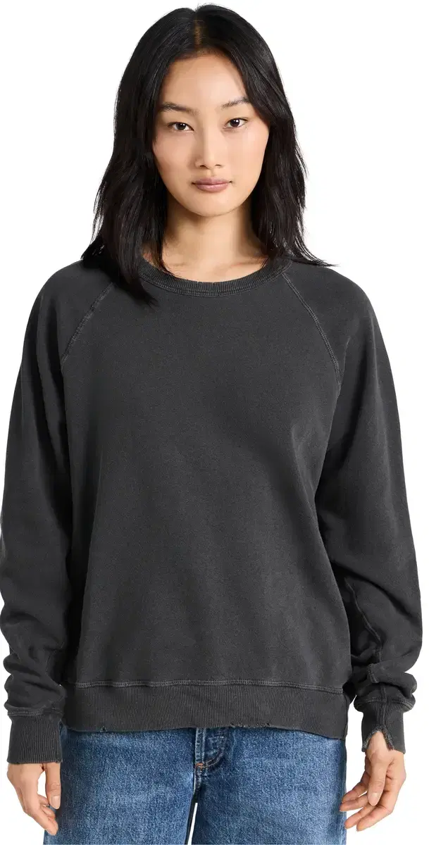THE GREAT. The College Sweatshirt Washed Black