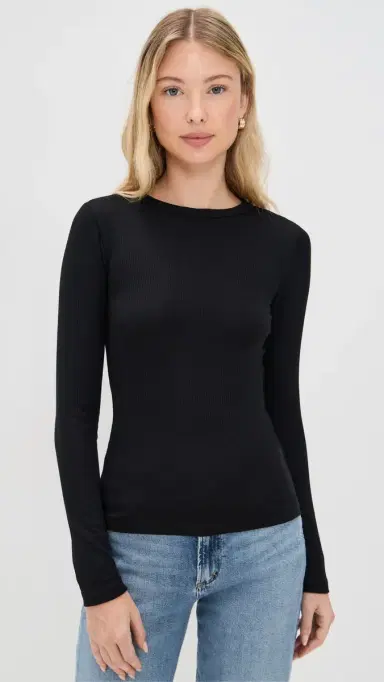 Madewell Modal Rib Long Sleeve Crew Jet Black | Thumbnail 2 Madewell Modal Rib Long Sleeve Crew Jet Black | Thumbnail 2