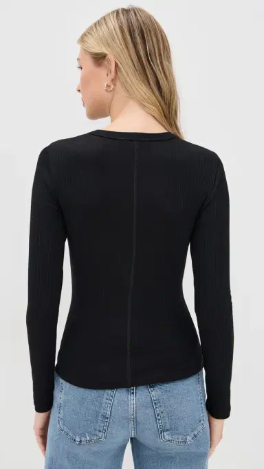 Madewell Modal Rib Long Sleeve Crew Jet Black | Thumbnail 3 Madewell Modal Rib Long Sleeve Crew Jet Black | Thumbnail 3