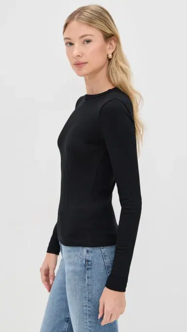 Madewell Modal Rib Long Sleeve Crew Jet Black | Thumbnail 4 Madewell Modal Rib Long Sleeve Crew Jet Black | Thumbnail 4