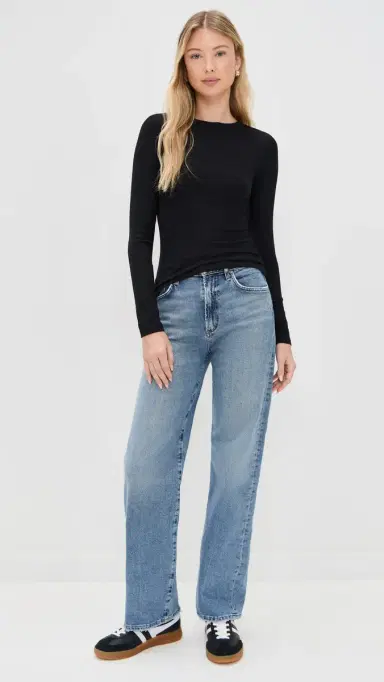 Madewell Modal Rib Long Sleeve Crew Jet Black | Thumbnail 5 Madewell Modal Rib Long Sleeve Crew Jet Black | Thumbnail 5